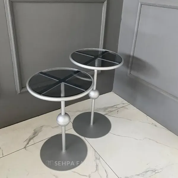 Art Yan Sehpa - Gümüş 2’li