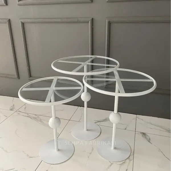Art Yan Sehpa Seti - Beyaz 3lü