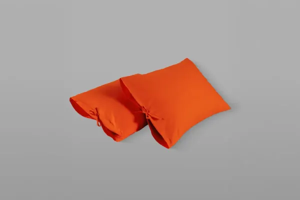 Pamuk Yastık Kılıfı Bağcıklı (Aurosoft) - Orange