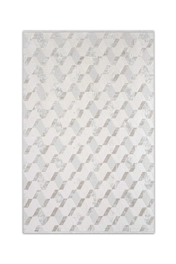 Seren Bej Geometik Desenli Halı - NF05A