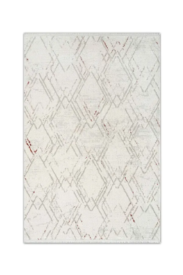 Seren Bej Gri Geometik Desenli Halı - NF13A
